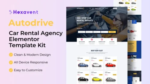 Autodrive - Car Rental Agency Elementor Template Kit