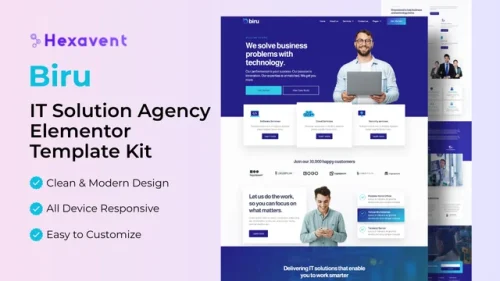 Biru - IT Solution Agency Elementor Template Kit